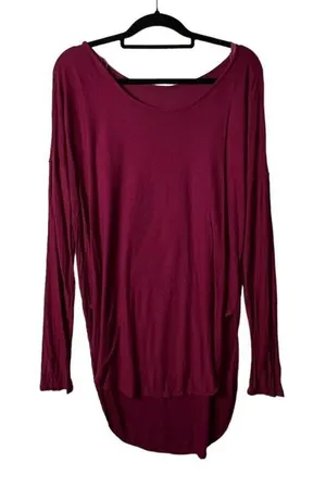Free people burgundy rain drop tee women’s size‎ large thumbnail 1