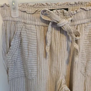 Rewash Women's Size Small Linen Blend Ankle Pant Paperbag Waist thumbnail 2