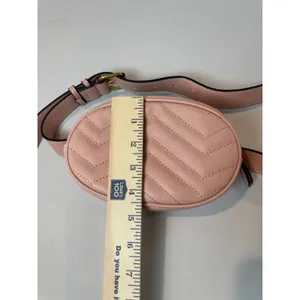 Pink Faux Leather Belt Bag Crossbody Adjustable Strap Zip Closure Oval Shape thumbnail 7