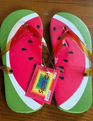 By Planet Sox Women's Watermelon Fruit Flip Flop Sandals Pink Green US 10 thumbnail 1