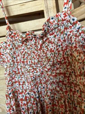 Patrons of Peace Smocked Maxi Dress in Rust & White Small thumbnail 2