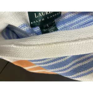 Lauren Ralph Lauren Cotton Striped Sweater L Pastel Rainbow Knit Top Read thumbnail 13