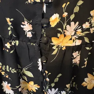VICI Black Floral Maxi Dress Smocked Back Tiered Boho Small thumbnail 4