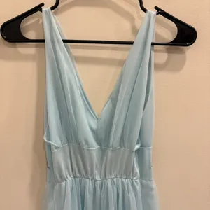 VTG 60s Heiress Light Blue Floral Embroidered Mesh Overlay Nightgown Dress XS thumbnail 10