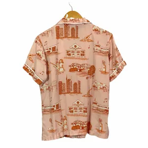 Katie Kime Nashville Toile Short Sleeve Pajama Top - Orange/Pink - Small thumbnail 5