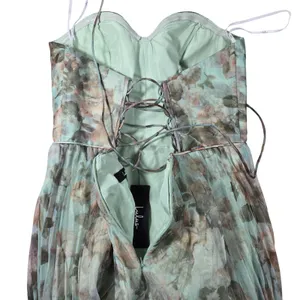 Lulus Most Beautiful Day Sage Multi Floral Print Organza Maxi Dress Large NWT thumbnail 7