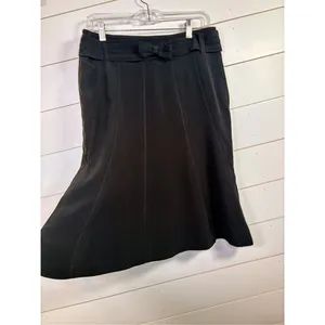 Karen Millen Women's Paneled Bow Belted Flared Hem Mini Skirt Black Size 6 thumbnail 4