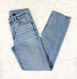 American Eagle Super High Rise Straight Jeans Size 00 Light Wash Stretch thumbnail 1
