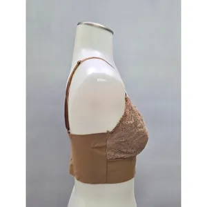 Brown Romantic Boudoir Bridal Cottage Lingerie Feminine Floral Lace Bra Medium thumbnail 4