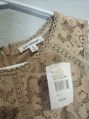 NWT Blu Pepper Beige Floral Lace Fit & Flare Dress large thumbnail 2