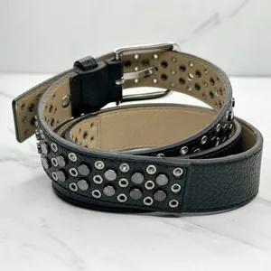 Studded Black Faux Leather Grommet Belt Womens Size Large (L) ✨ thumbnail 4