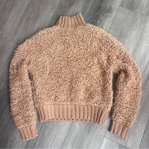 Express Teddy Bear Textured Caramel Brown Mock Turtleneck Sweater XXS thumbnail 4