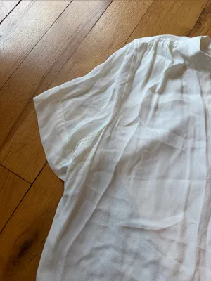 J. Crew Off White V-Neck Short Sleeve Blouse Size Medium - C1-325 thumbnail 4