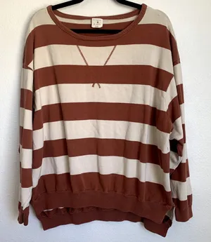 5/$25 By Together Striped‎ Pullover in Brown/White thumbnail 1