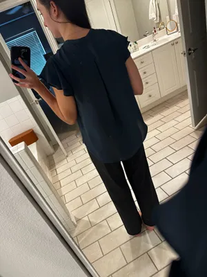 H&M blue pleated work top thumbnail 2