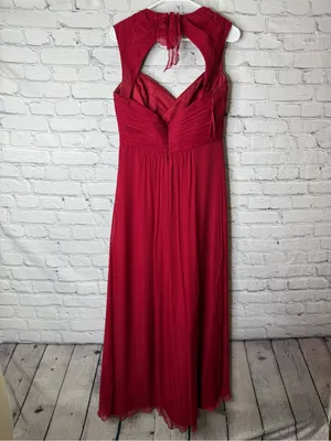 Amsale Elegant Red Halter Maxi Dress - Classic Evening Style size 10 thumbnail 11