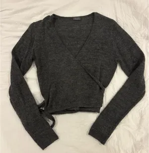 John Galt Brandy Melville Wrap Sweater Dark Gray thumbnail 1