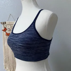 Under Armour Navy Blue Heather Sports Bra Activewear Gym Workout thumbnail 3