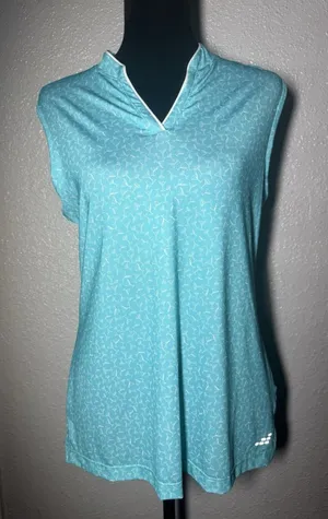 BCG Womens Sleeveless Golf Polo Shirt Size S Small Teal Blue Martini Drinks thumbnail 1
