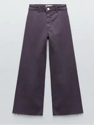 ZARA The Marine Straight Jeans Cropped Wide Leg in Lilac Sz. 10 thumbnail 10