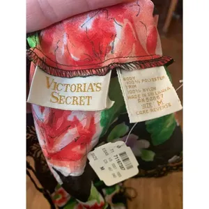 Victoria’s Secret vintage gold label lace up front floral satin teddy lingerie b thumbnail 3