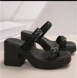 Black Platform Sandals Chunky Heel Size 8.5 thumbnail 9