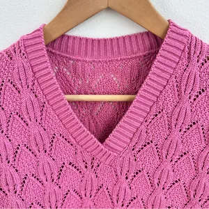 Pink Knit Short Sleeve Sweater Size undefined thumbnail 2