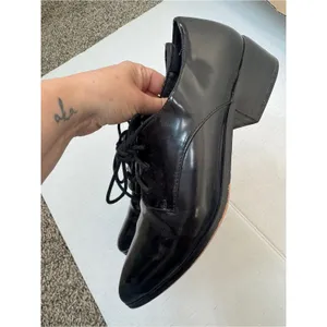 Dune Black Patent Leather Pointed Toe Oxford Loafers Womens 9 Preppy Shoes thumbnail 6