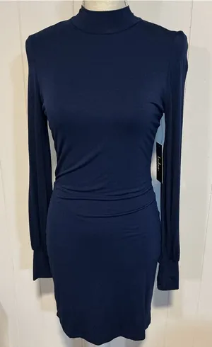 Lulu's Navy Long-Sleeve Mock Neck Bodycon Dress thumbnail 1