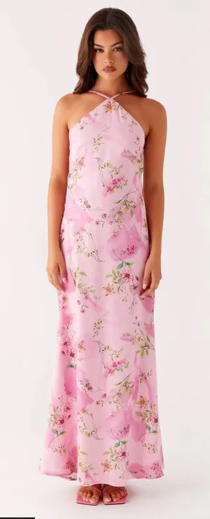 Peppermayo Pascal Maxi Dress Halter wedding guest drape open back Floral Print thumbnail 1