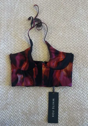 White Fox Boutique Pink Flame Print Bustier Top thumbnail 1