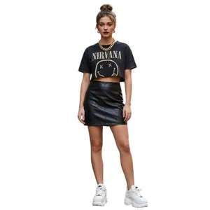 Vintage 90s eyecandy black pleather vegan leather party girl festival Mini Skirt thumbnail 3