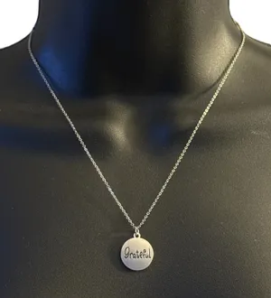 Make a Wish silver tone Grateful pendant necklace thumbnail 1