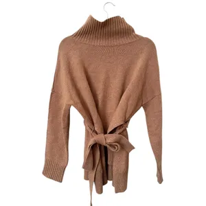 FRENCH CONNECTION Reba High Neck Belted Sweater Brown‎ X-Small thumbnail 2