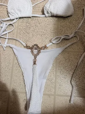 Two piece bikini with jeweled back White Size XS thumbnail 2