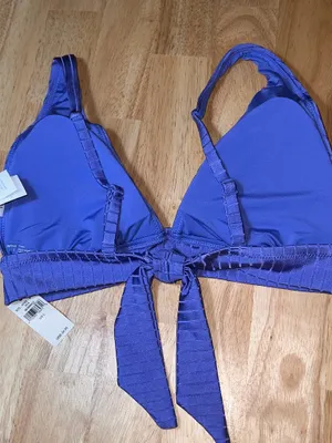 Large Aerie Women’s Blue Rib Triangle Tie Back Bikini Top BNWTS $34.95 thumbnail 4