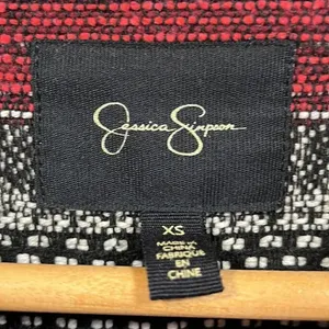 Jessica Simpson tweed asymmetrical blazer jacket thumbnail 2
