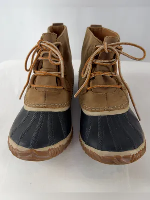 Sorel Out N About Leather Waterproof Lace Up Duck Boots in‎ Brown Black Size 9.5 thumbnail 3