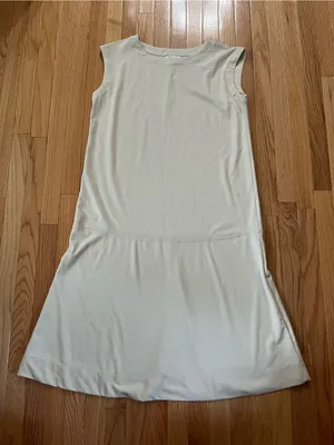 Prologue NWT Oatmeal Beige Athletic Midi Dress Medium Sleeveless Minimalist Neutral thumbnail 1