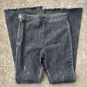 POL M high waisted embroidered flare denim jeans thumbnail 1