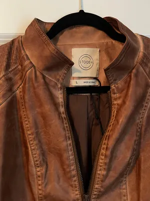 Vegan Leather Jacket Brown Size L thumbnail 2