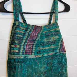 Elegant Teal and Purple Mini Dress Made In India Swami Gear Size L/XL Boho thumbnail 2