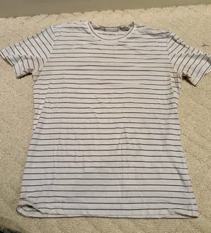 Lululemon Men’s White Black Striped Short Sleeve Shirt thumbnail 1