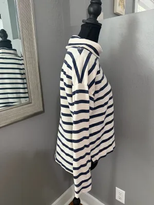 J.Crew Vintage Fleece Striped Costal Nautical Turtleneck Crop Sweater Small. thumbnail 5