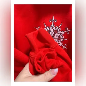PFI Fashions Red Snowflake Sweatshirt – XL Vintage Holiday Embellished Pullover thumbnail 3