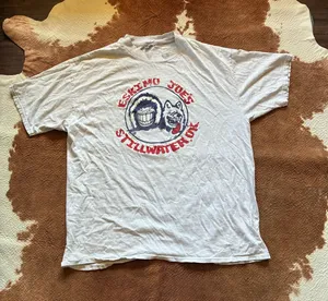 Eskimo Joes Stillwater OK vintage 90's shirt size medium / large men's tag was cut off Boxy fit! Hanes Beefy tee thumbnail 1