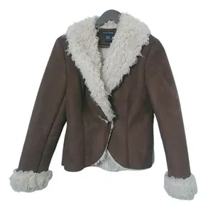 Boston Proper S Brown Shearling Toggle Boho Waist Jacket thumbnail 1
