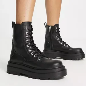 Pull&Bear Lace Up Ankle Boots in Black, Size 9​​​​​​​​​​ thumbnail 1