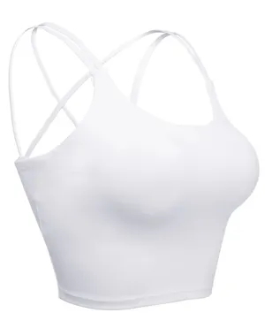 Walmart Padded Seamless Criss Cross Bralette Workout Yoga Bra Cami Crop Top for Women thumbnail 2