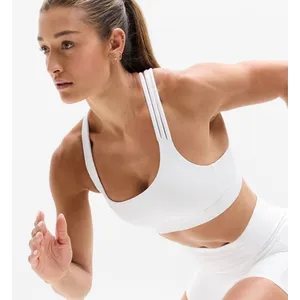 Athleta Train Free Sports Bra White D-DD M Medium Impact Strappy Racerback NWT thumbnail 1